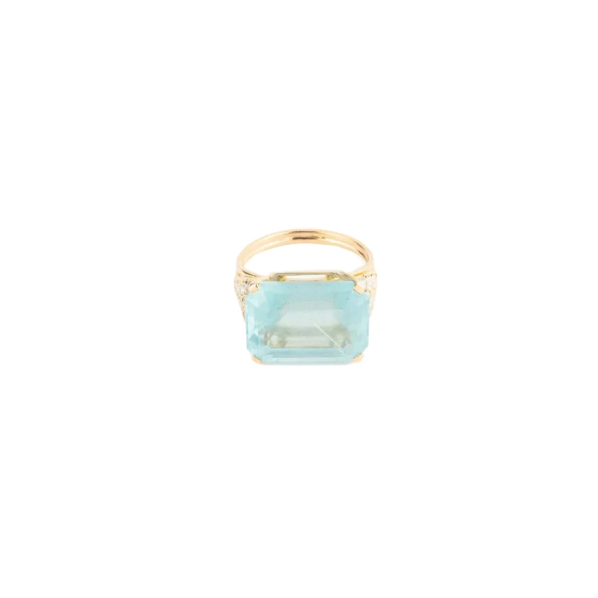 Yellow gold, aquamarine and diamond cocktail ring - Image 3