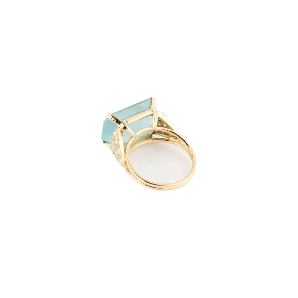 Yellow gold, aquamarine and diamond cocktail ring - Image 5