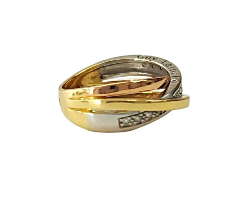 GUY LAROCHE Wedding band in white gold, yellow gold, rose gold, and diamonds - Image 4