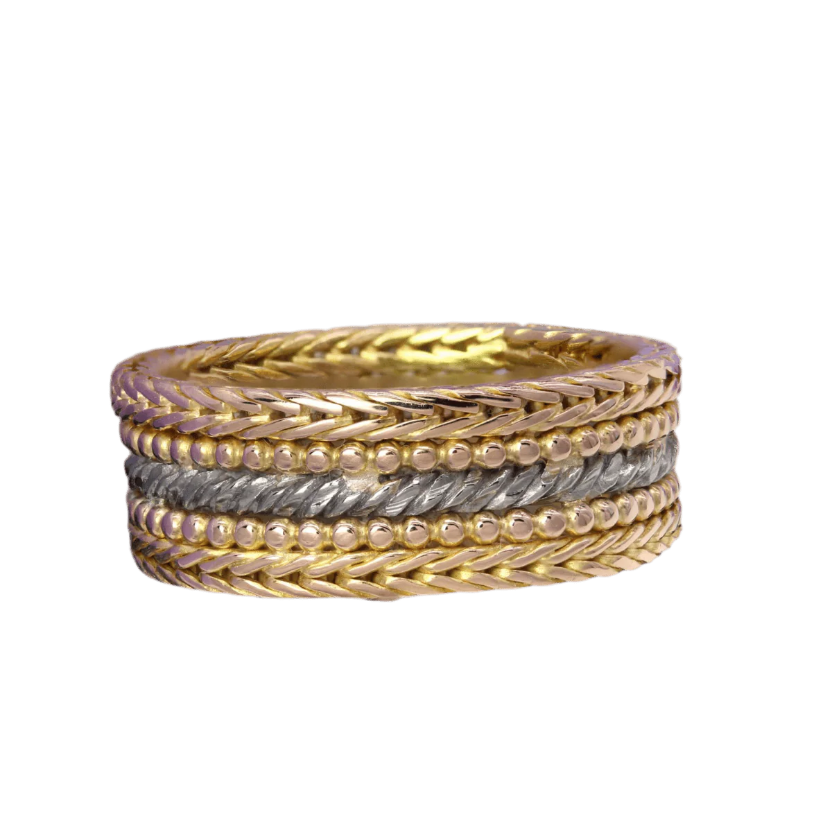 Wedding band in white and rose gold