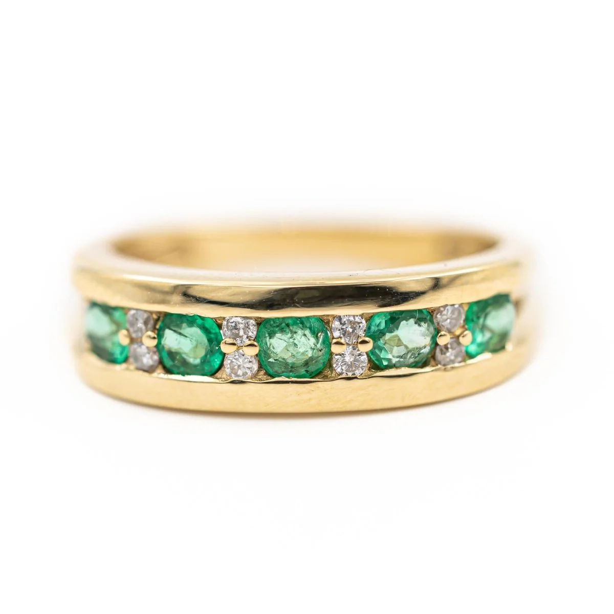 Yellow Gold Emerald Alliance Ring