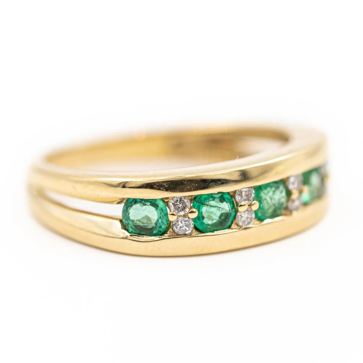 Yellow Gold Emerald Alliance Ring - Image 6