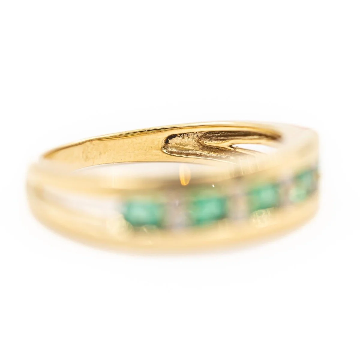 Yellow Gold Emerald Alliance Ring - Image 7
