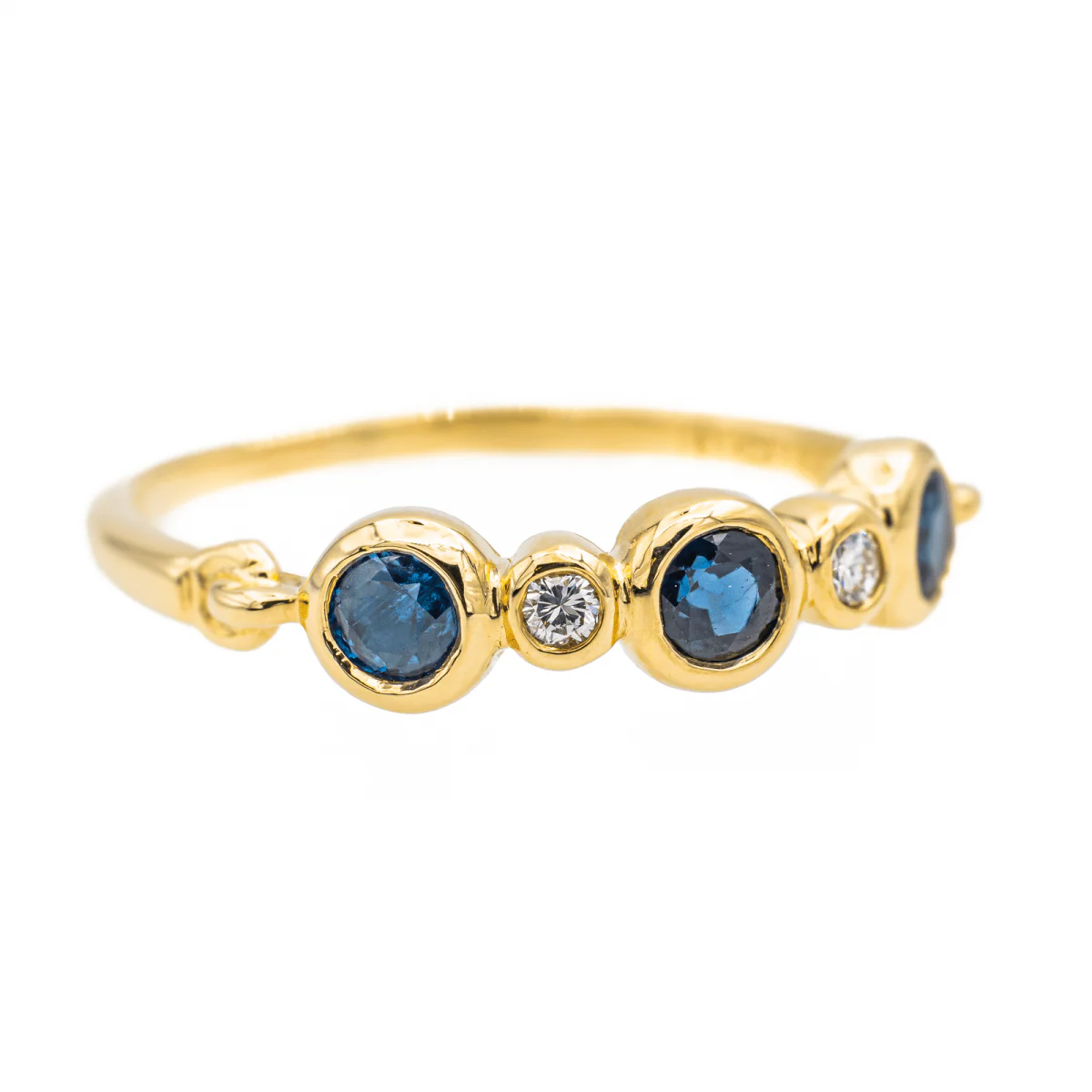 Yellow Gold Sapphire Wedding Ring - Image 7