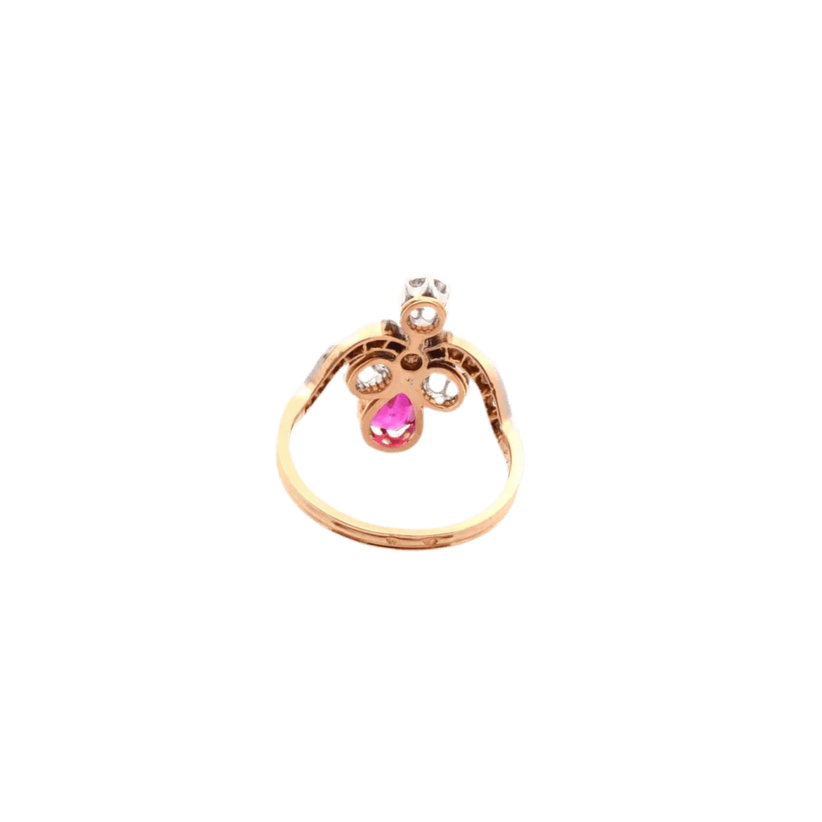 Ring at yellow gold, paltinium, rubies and diamonds - Image 3
