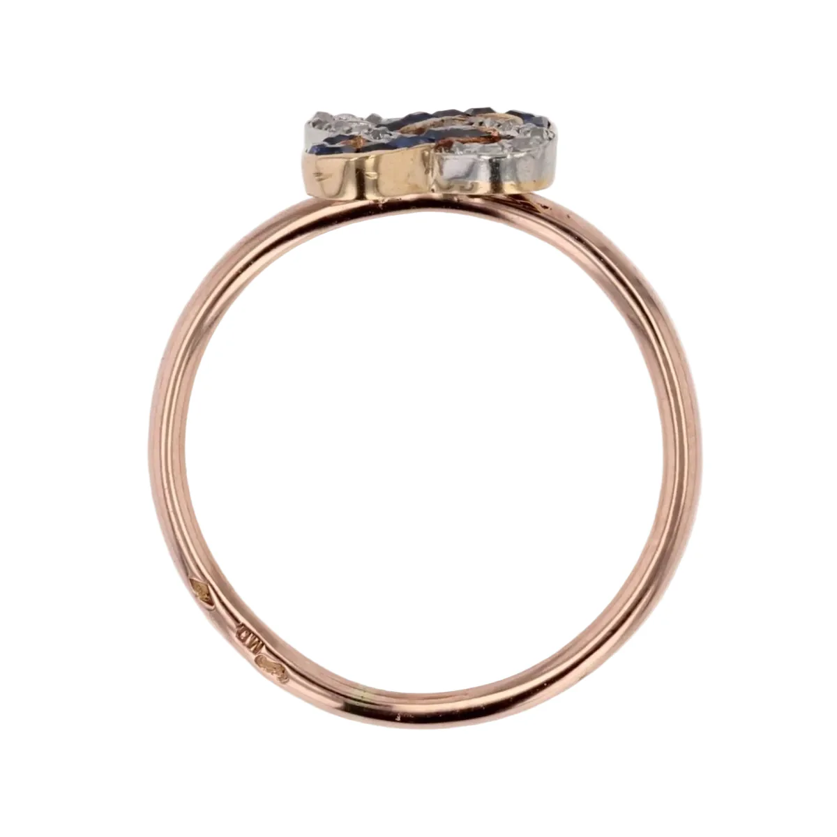 Bangle Ring in Rose gold, sapphires and diamonds - Image 5