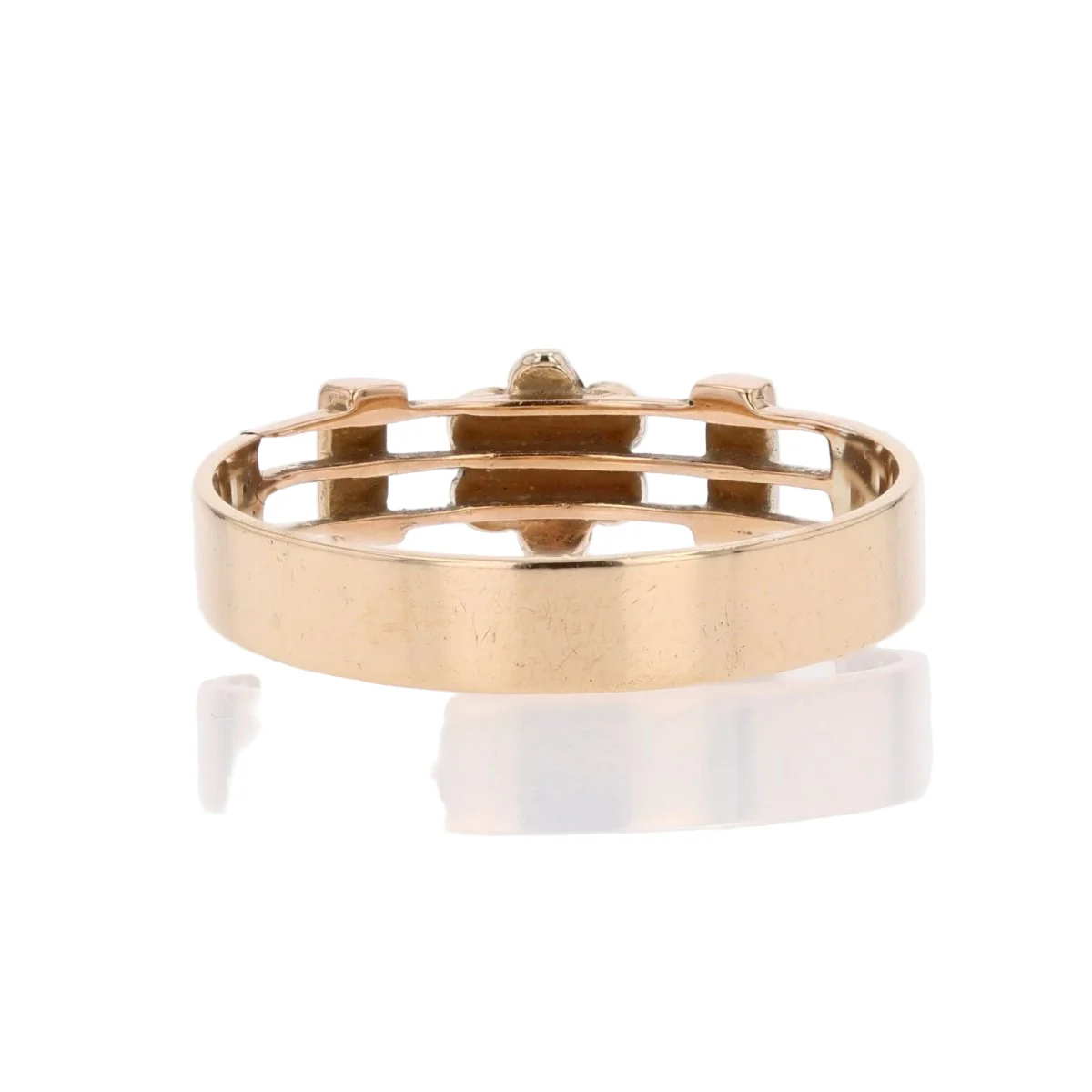 Rose gold bangle ring with pearls and turquoise - Image 4