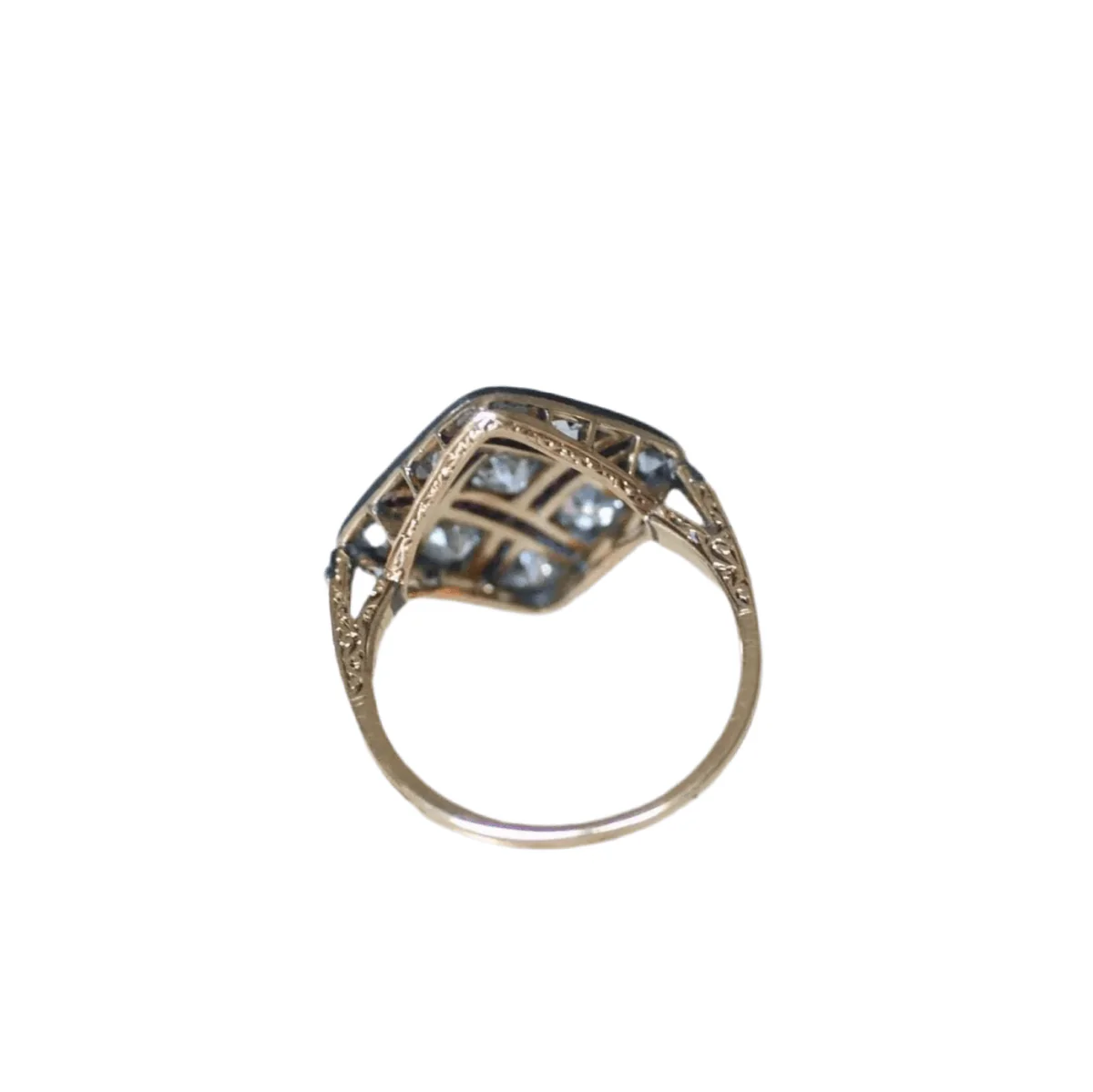 Ring at yellow gold, silver, rubies and diamonds - Image 4