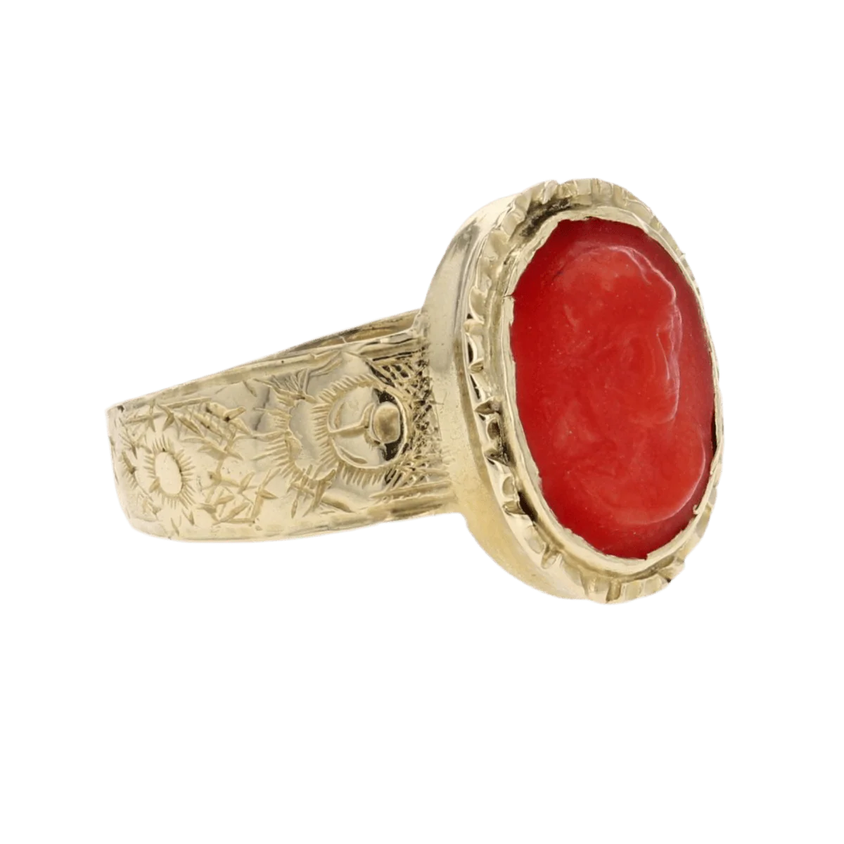 Yellow gold and coral cocktail ring - Image 5