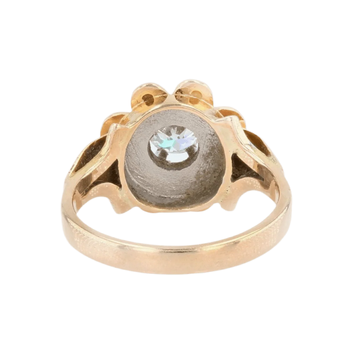 Pompadour ring in rose gold, pearls and diamond - Image 4