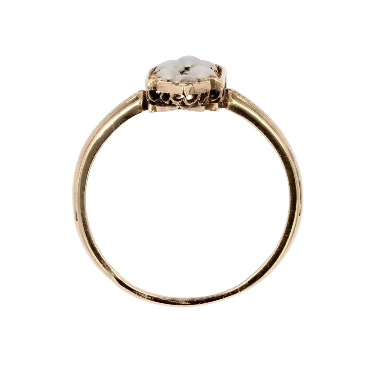 Marquise ring in yellow gold, pearls and diamond - Image 6
