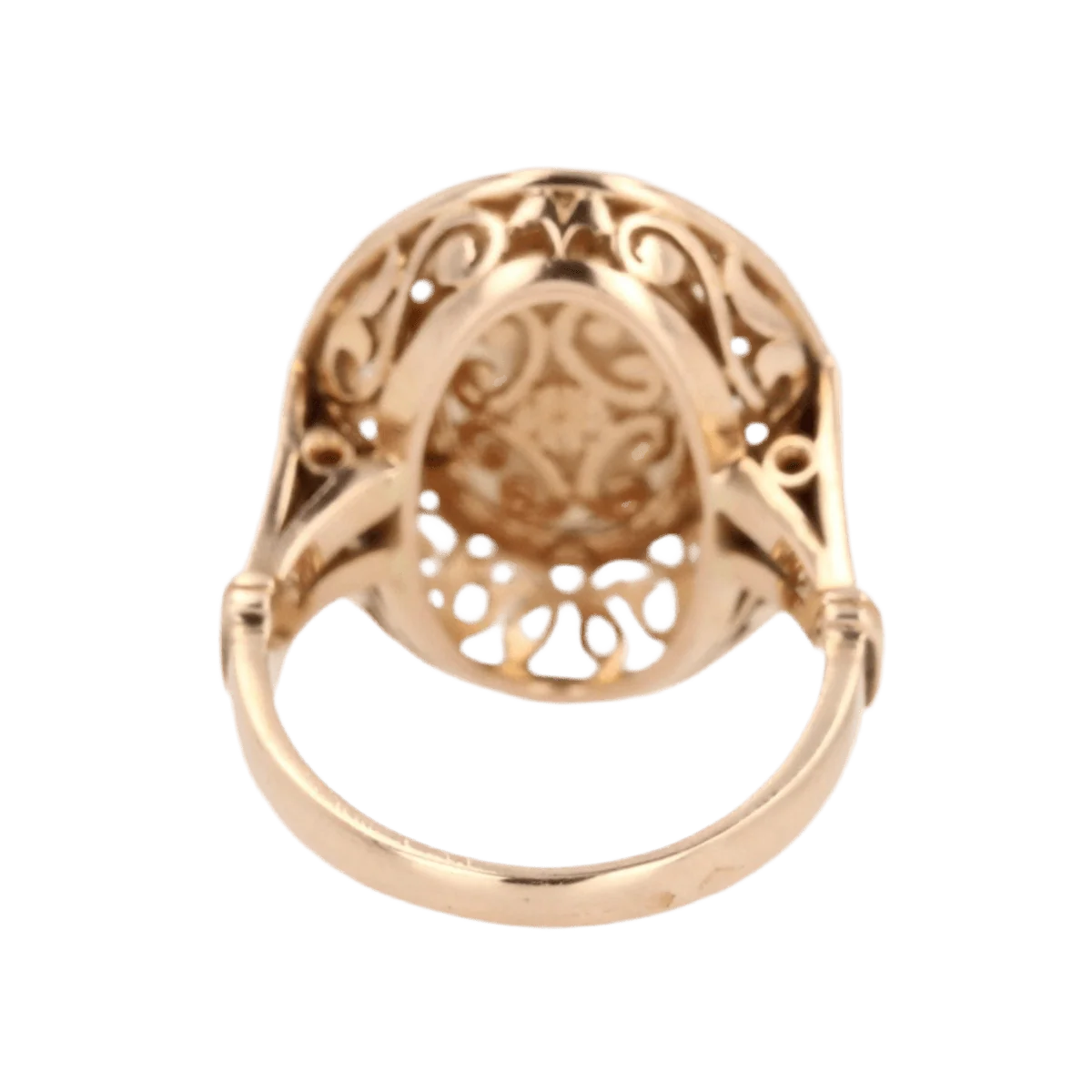 Rose gold cocktail ring with cameo and agate - Image 4