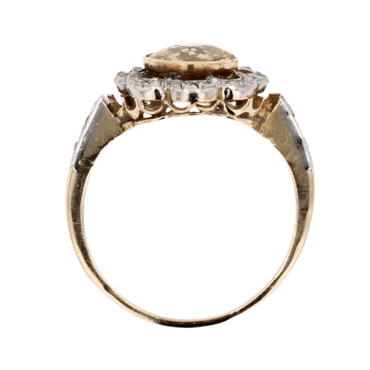 Ring Surroundings in yellow gold, paltinium, sapphire and diamonds - Image 6