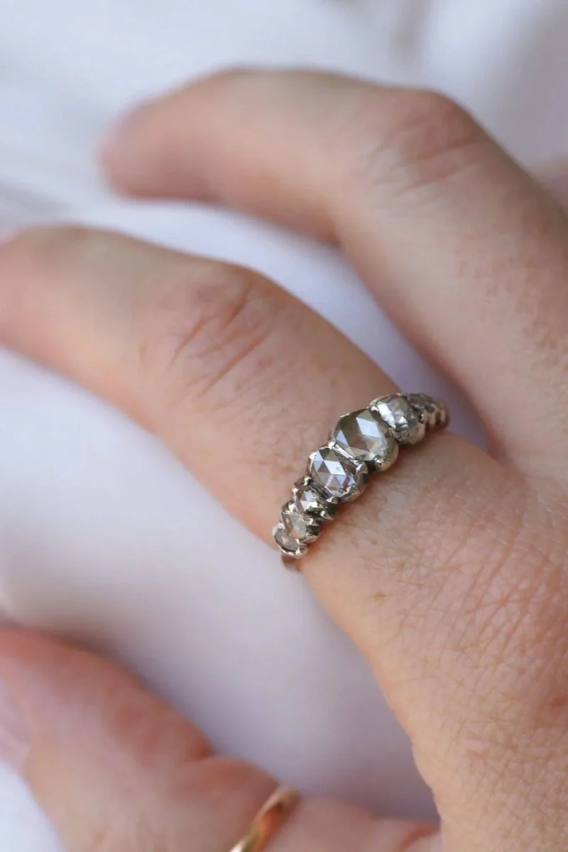 Crowned Rose Cut Diamond Garter Ring - Image 10