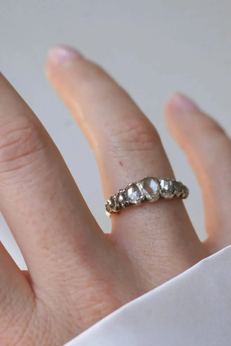 Crowned Rose Cut Diamond Garter Ring - Image 2