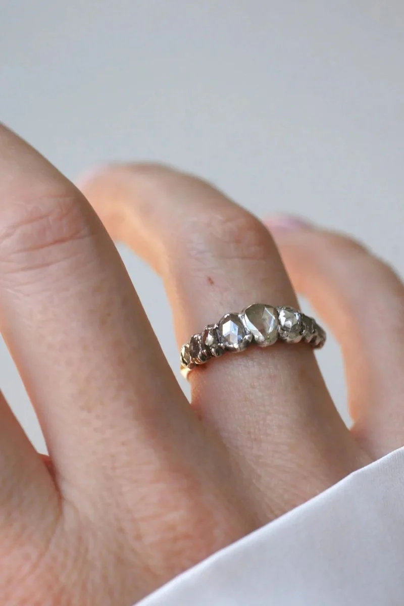 Crowned Rose Cut Diamond Garter Ring - Image 4