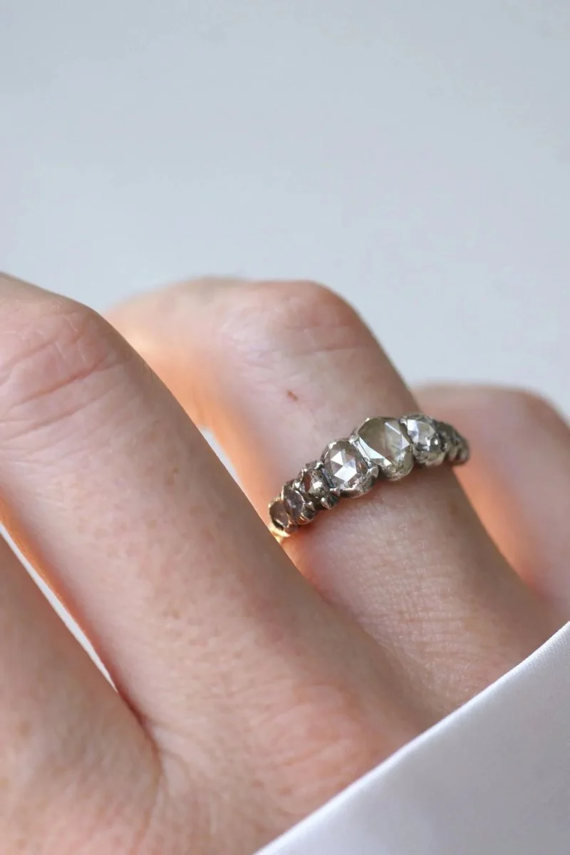 Crowned Rose Cut Diamond Garter Ring - Image 8