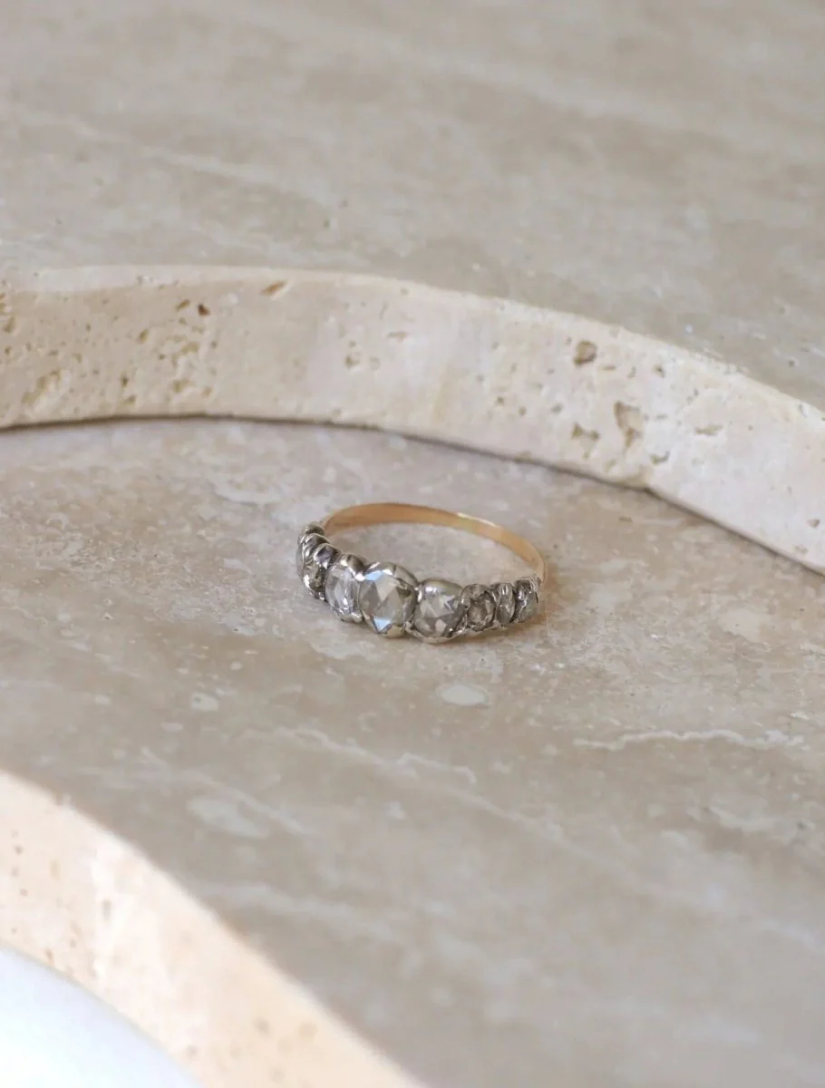 Crowned Rose Cut Diamond Garter Ring - Image 9