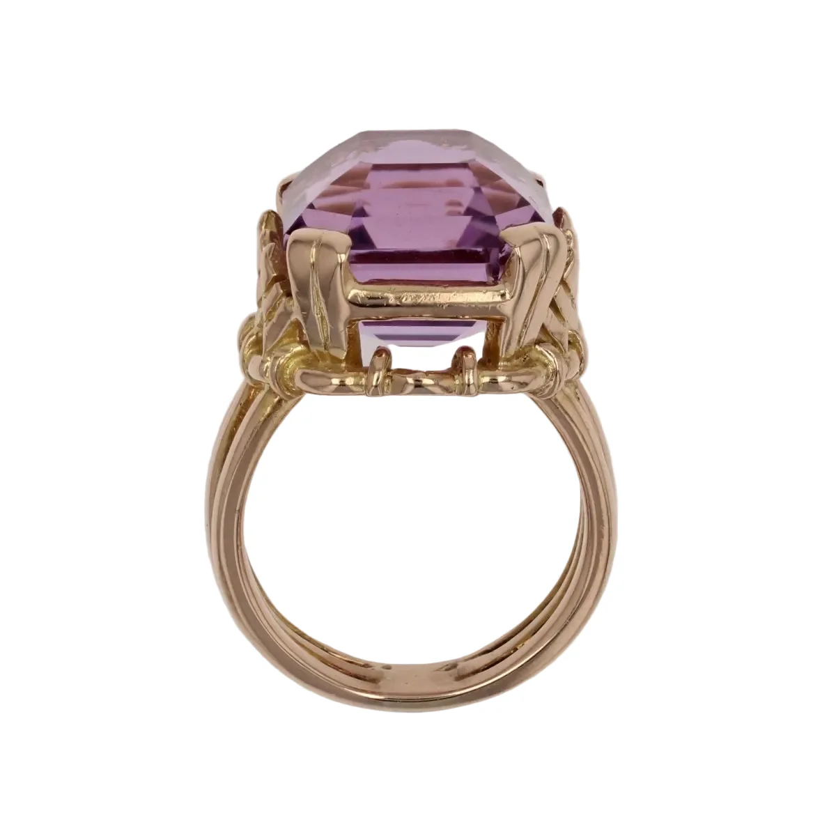 Cocktail ring in yellow gold and kunzite - Image 6
