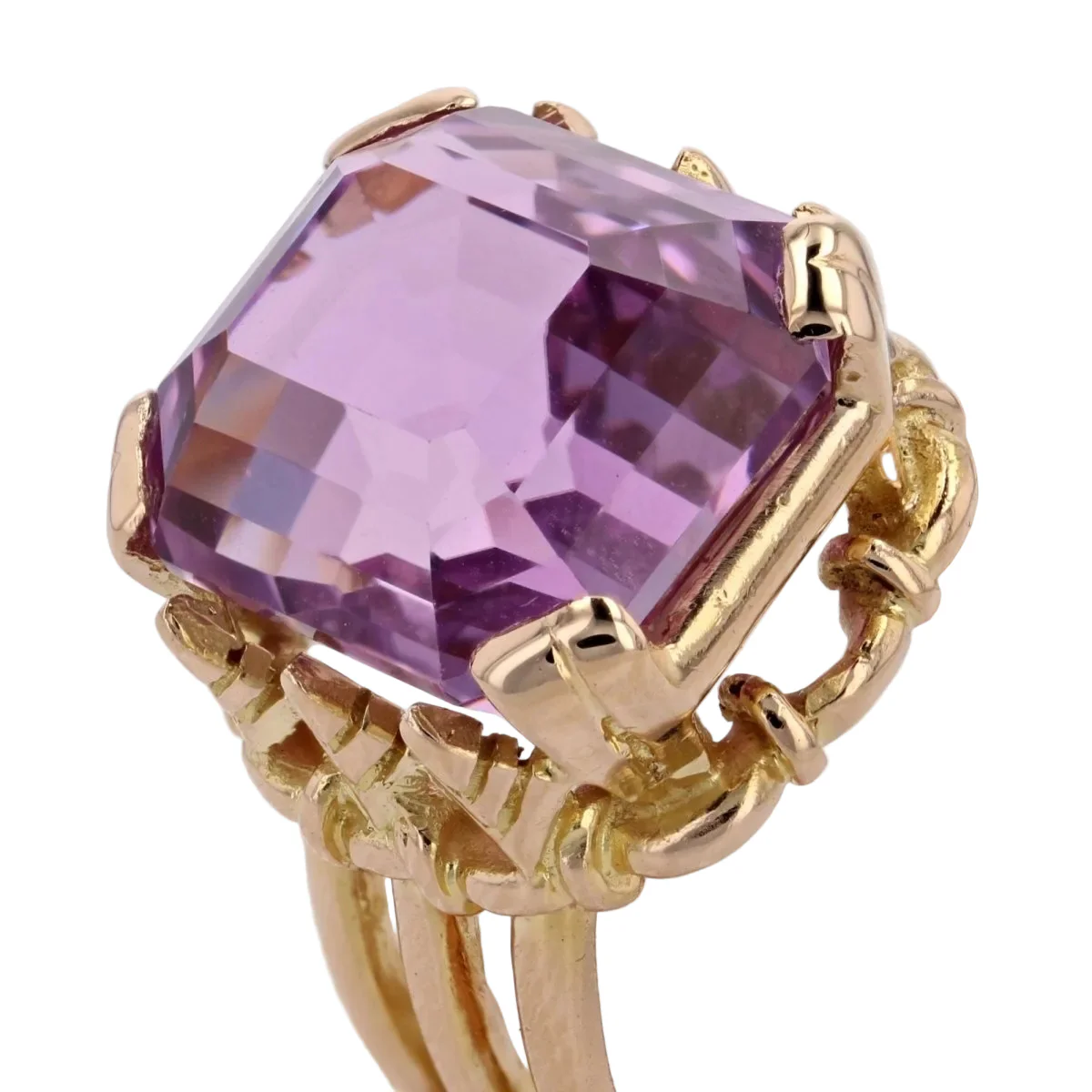 Cocktail ring in yellow gold and kunzite - Image 7