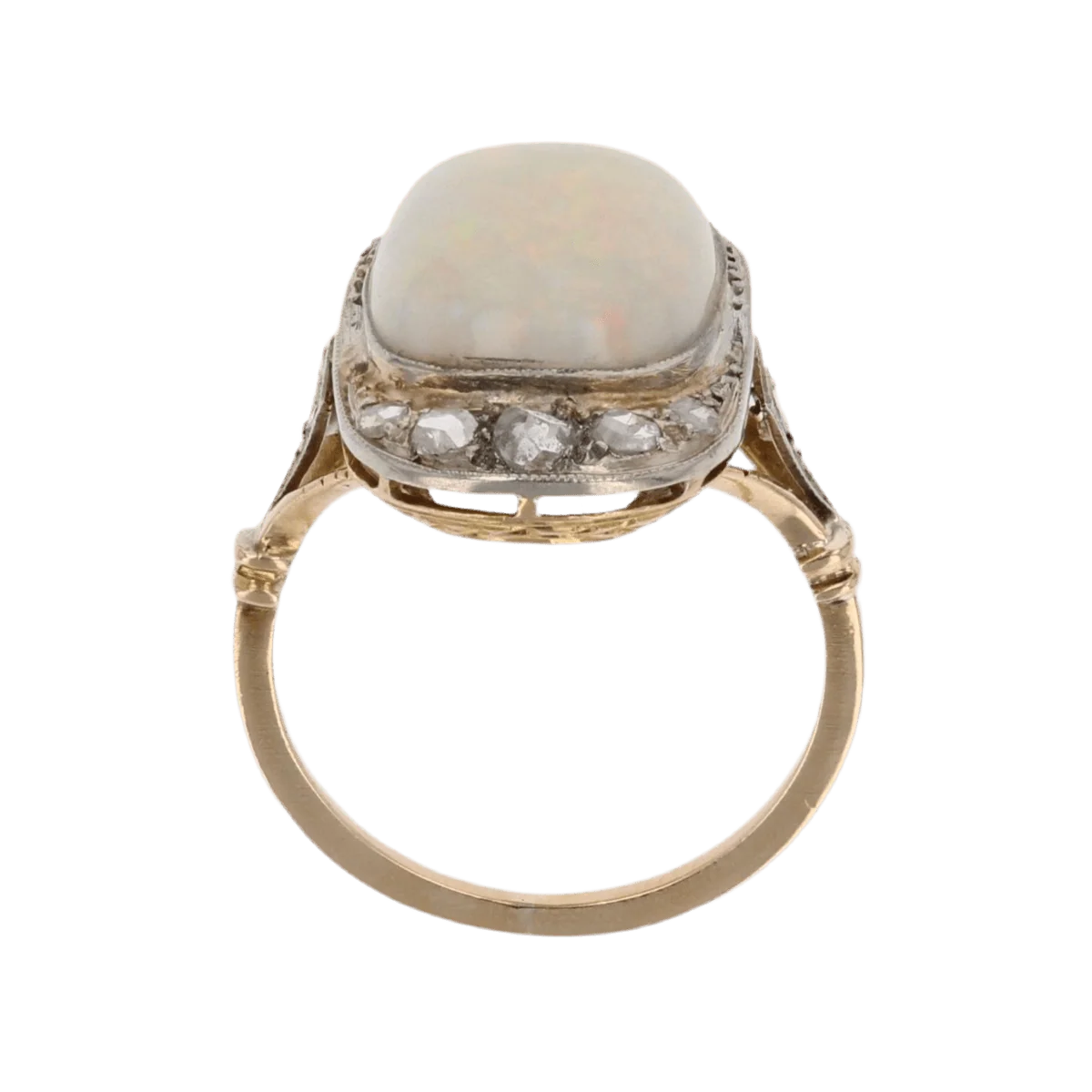 Entourage ring in yellow gold, platinum, opal and diamonds - Image 6