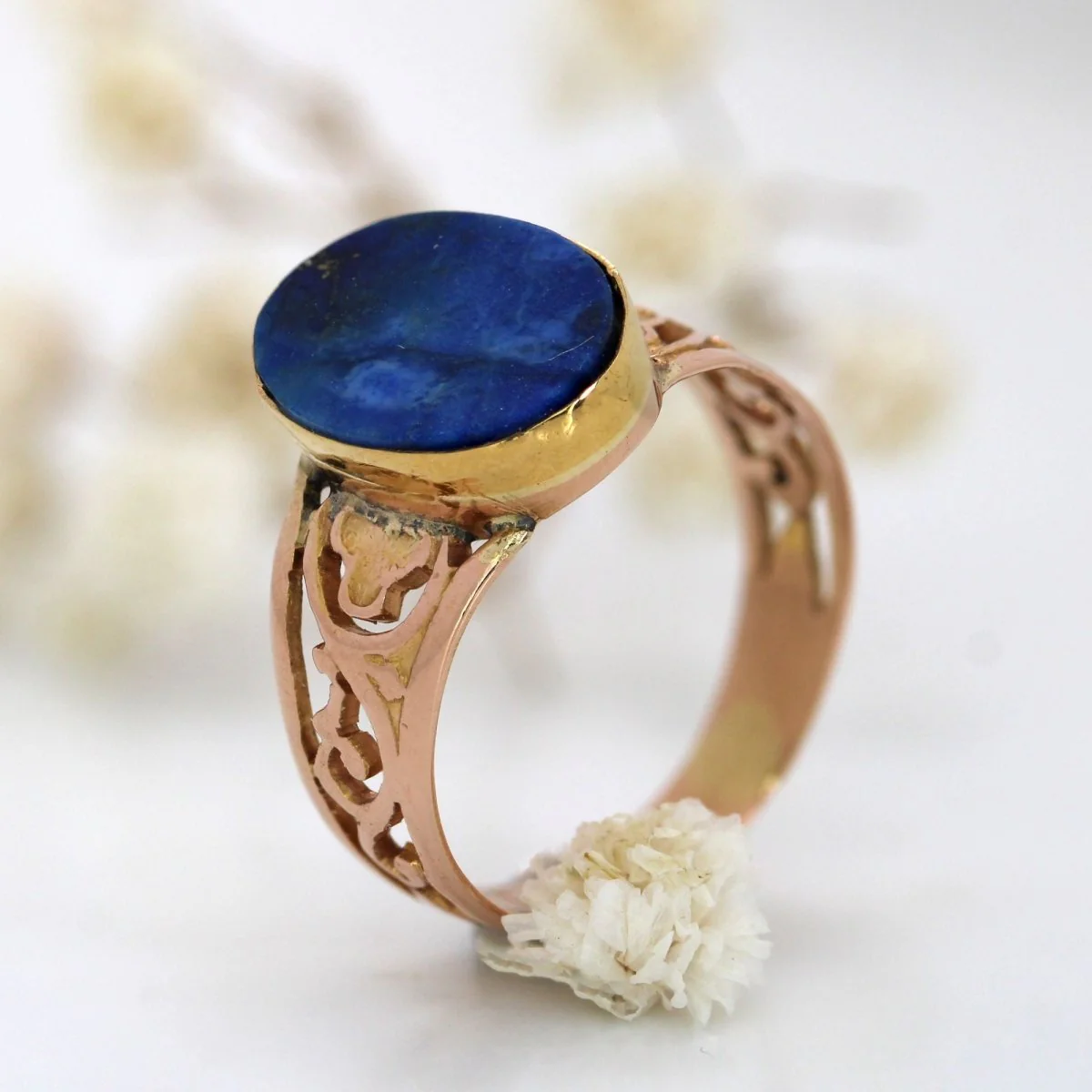 Rose gold and lapis lazuli dome ring - Image 11