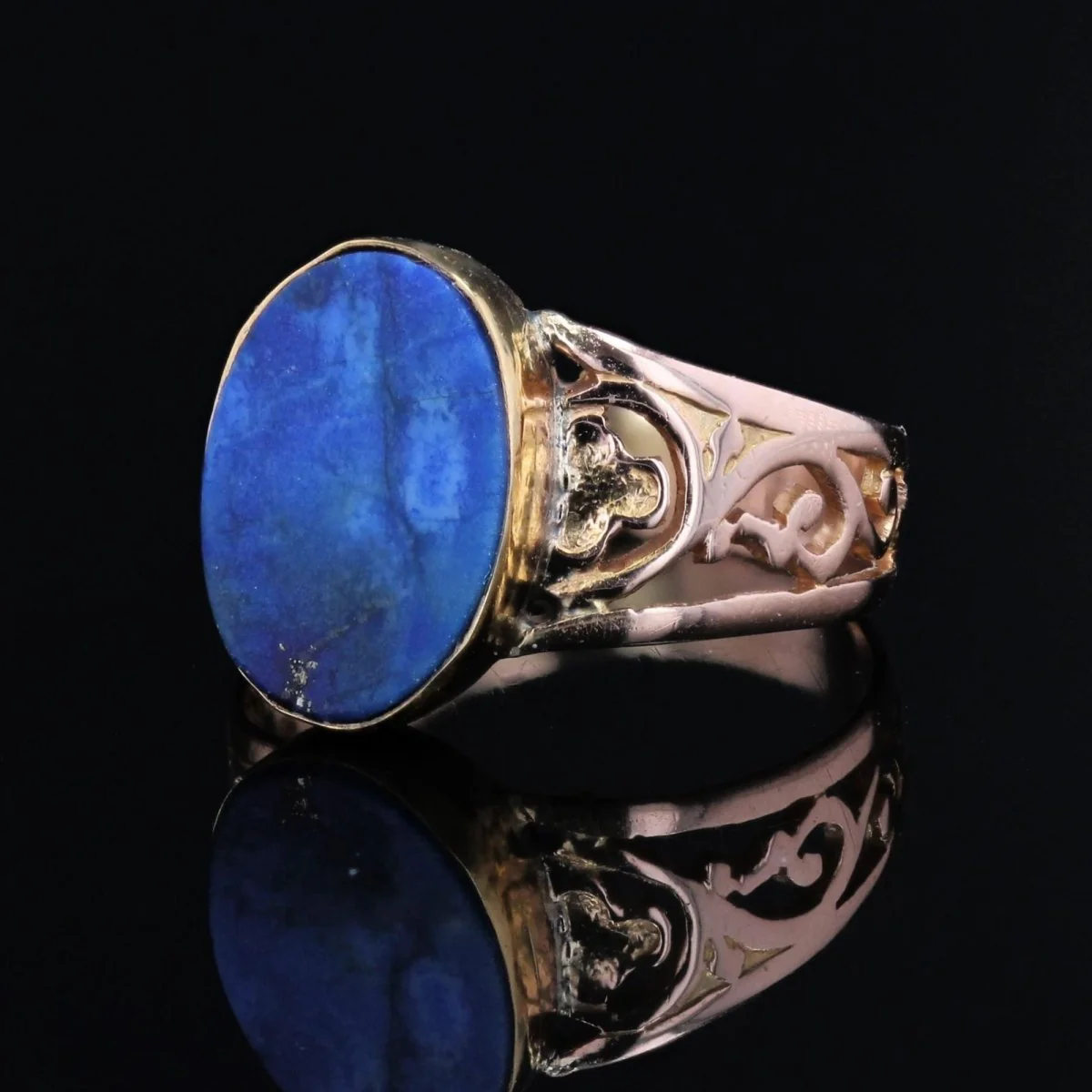 Rose gold and lapis lazuli dome ring - Image 8