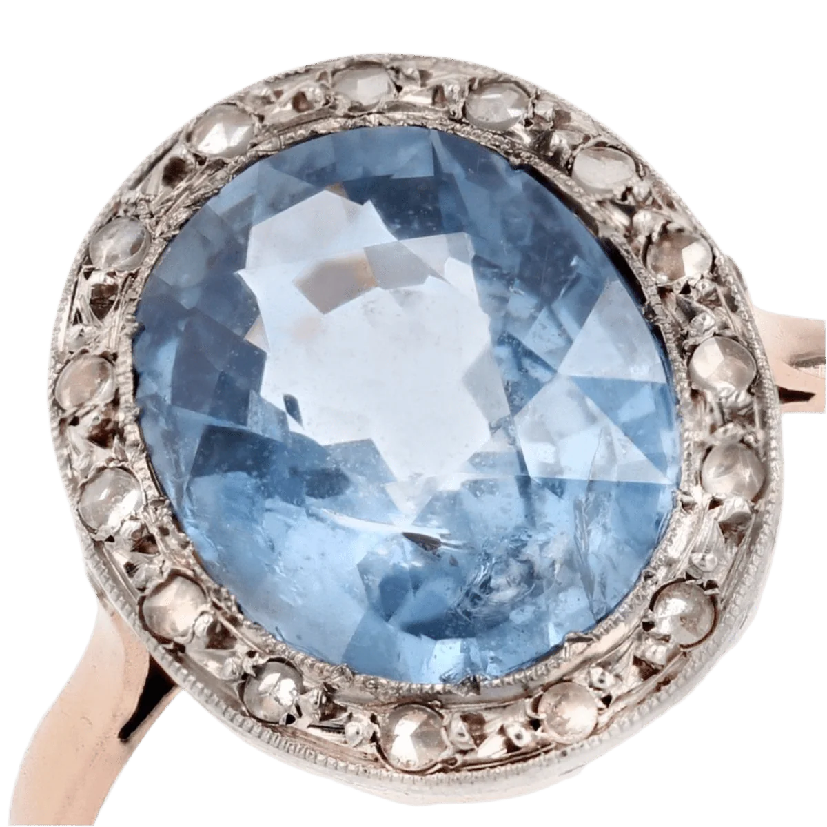 Ring Surroundings in rose gold, paltinium, sapphire and diamonds - Image 7