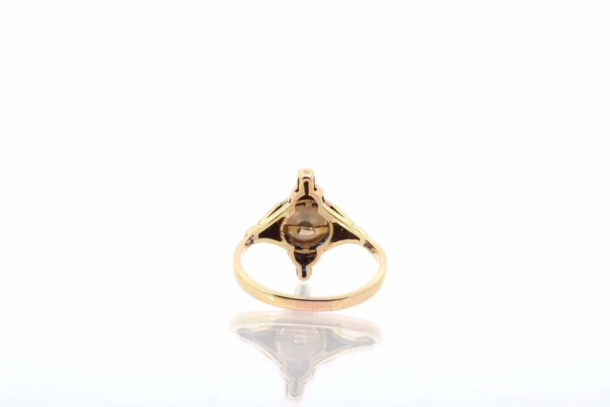 Old pearl, diamond and sapphire ring - Image 5