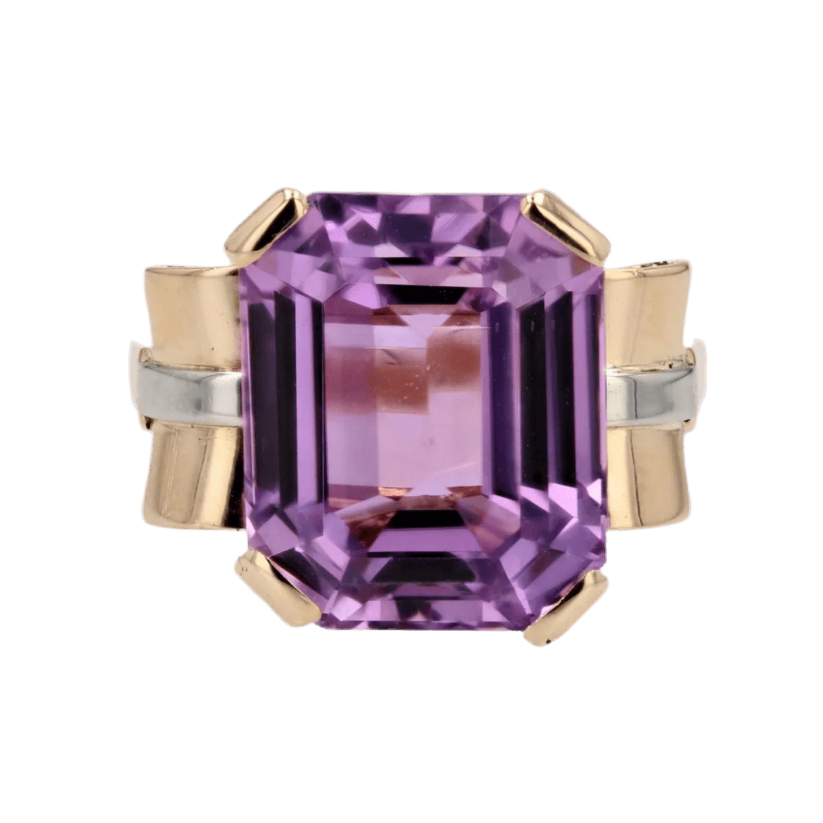 Cocktail ring in yellow gold and kunzite