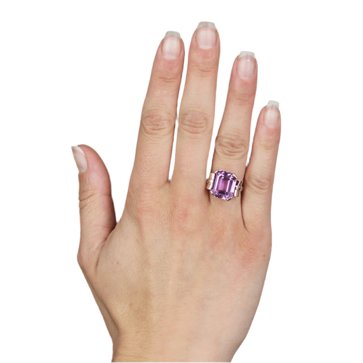 Cocktail ring in yellow gold and kunzite - Image 2