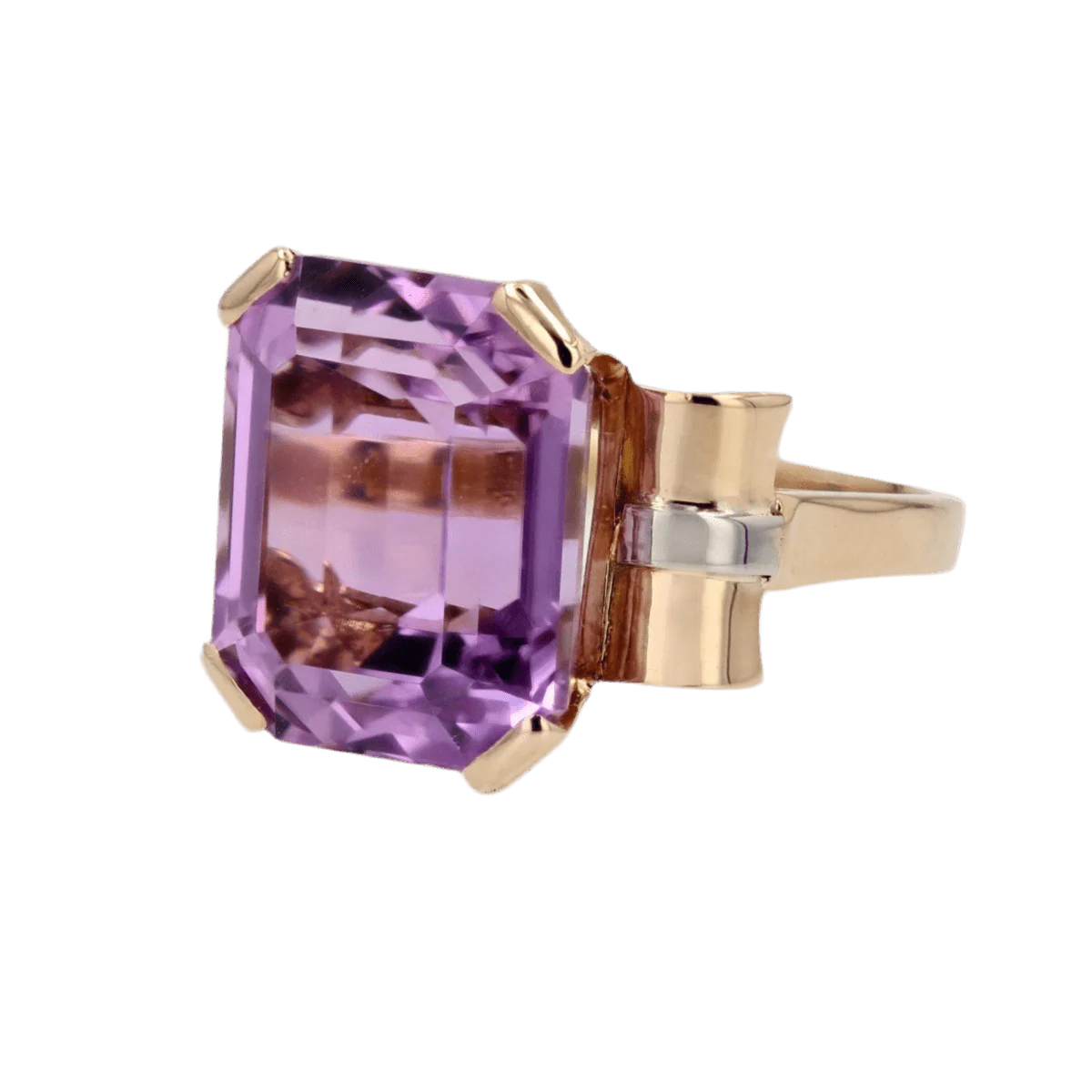 Cocktail ring in yellow gold and kunzite - Image 3