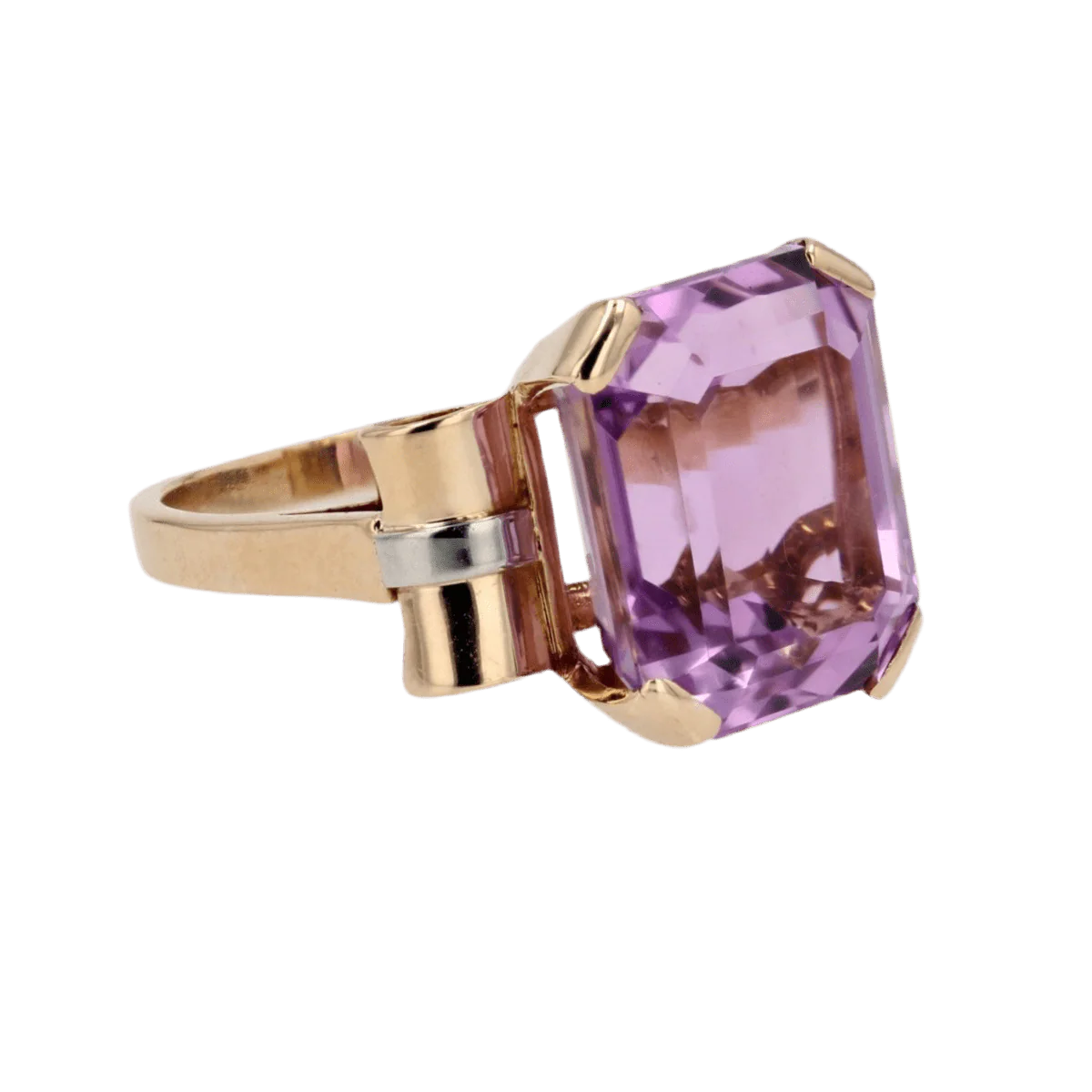 Cocktail ring in yellow gold and kunzite - Image 5