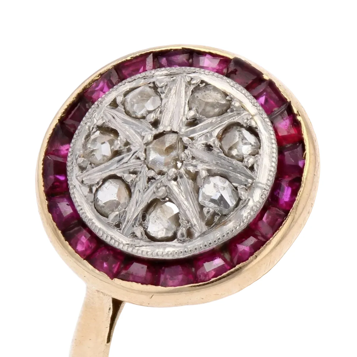Entourage ring in yellow gold, rubies and diamonds - Image 7