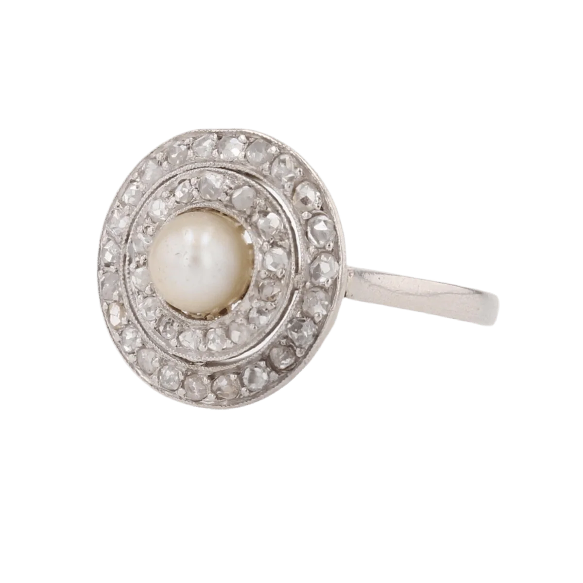 Ring antique round fine pearl diamonds - Image 3