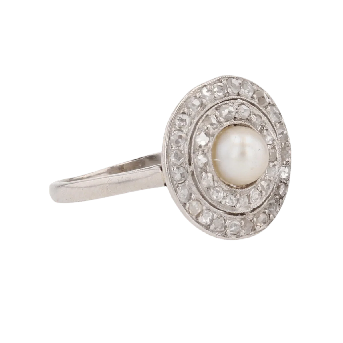 Ring antique round fine pearl diamonds - Image 5