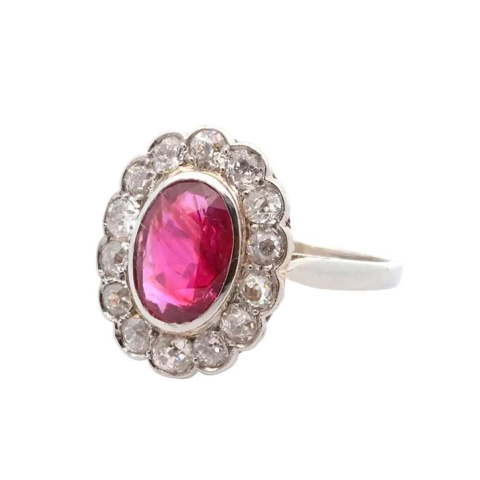 Ring Surroundings in white gold, ruby and diamonds - Image 3