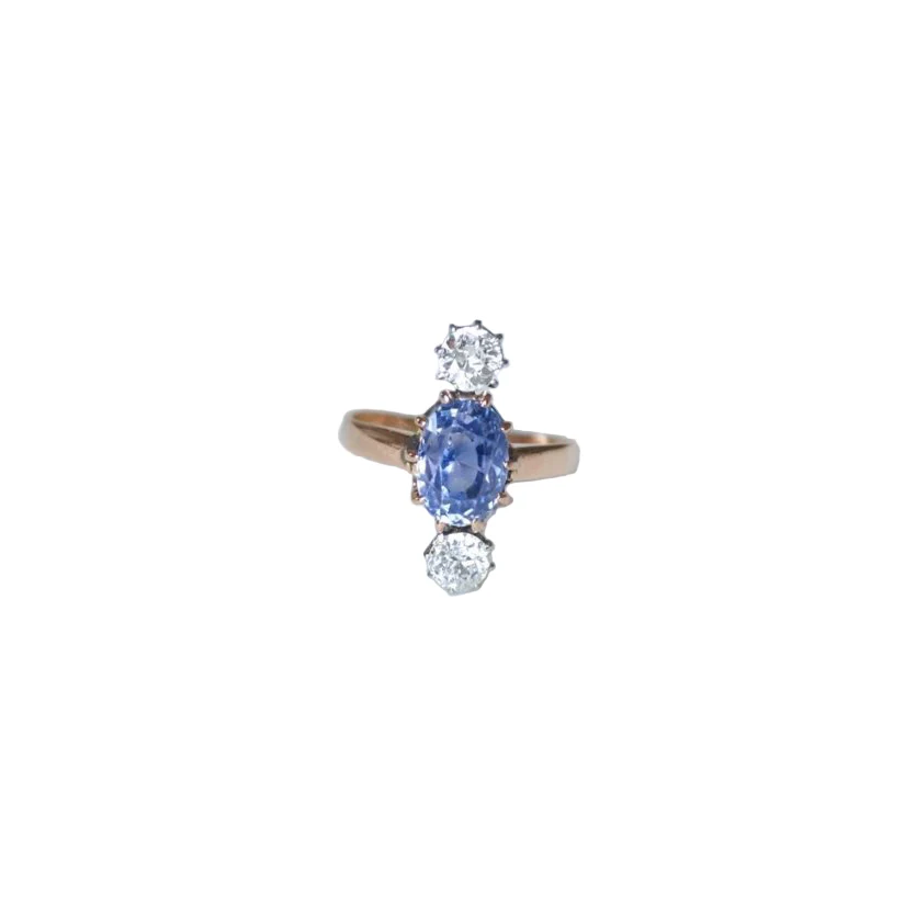 Rose gold, Sapphire, and Diamond Ring
