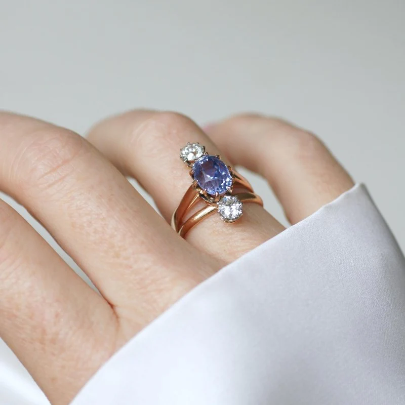 Rose gold, Sapphire, and Diamond Ring - Image 2