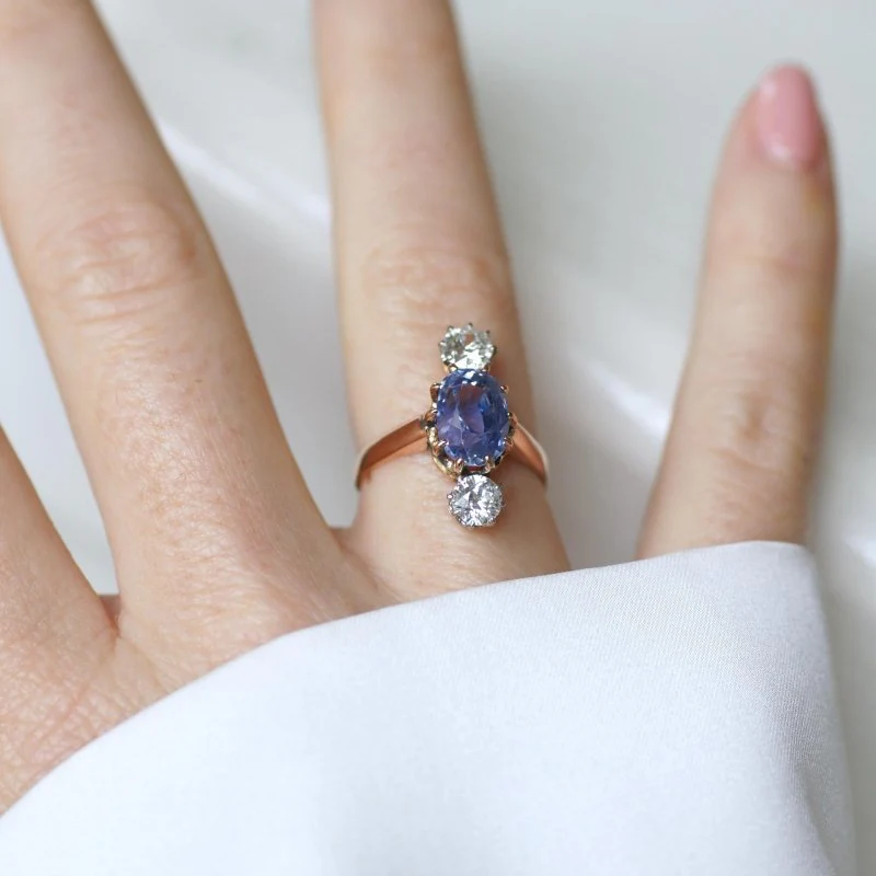 Rose gold, Sapphire, and Diamond Ring - Image 6