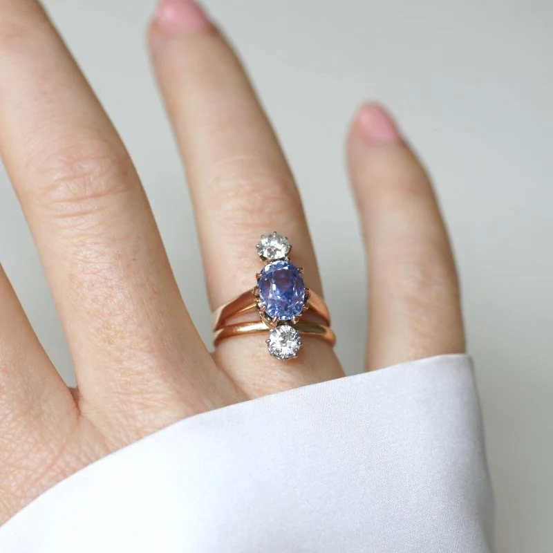 Rose gold, Sapphire, and Diamond Ring - Image 7
