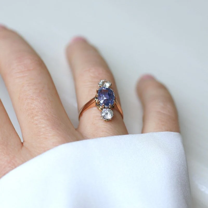 Rose gold, Sapphire, and Diamond Ring - Image 8