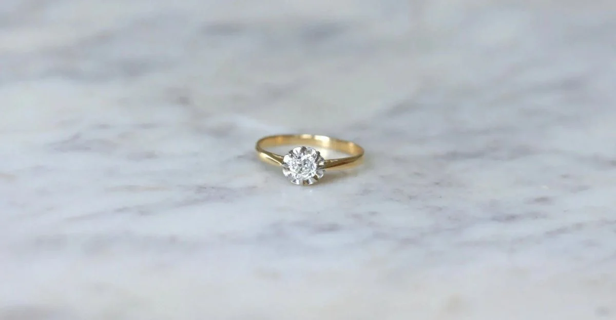 Antique Diamond Solitaire 0.35Ct Gold and Platinum - Image 2