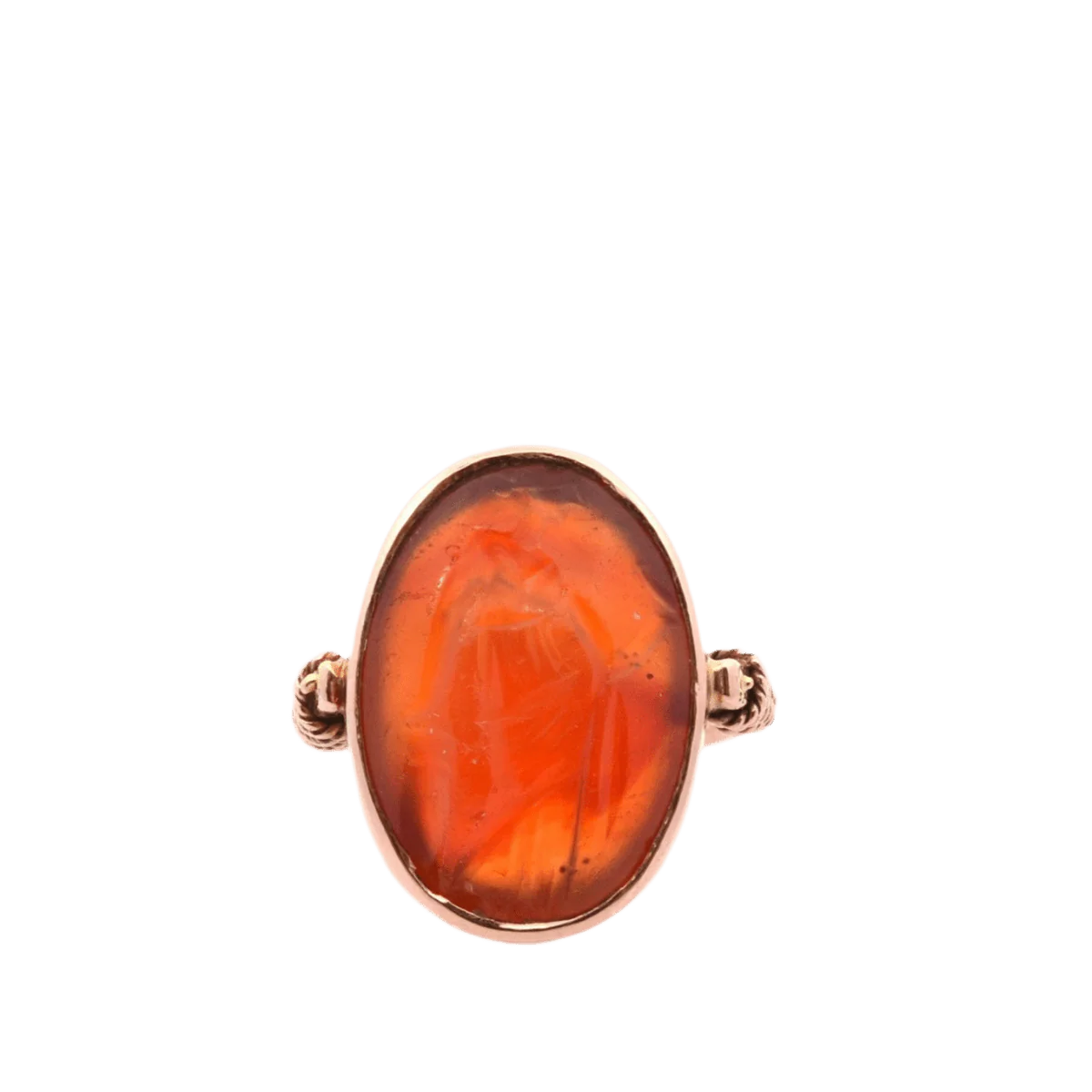 Ring Cocktail in yellow gold and carnelian