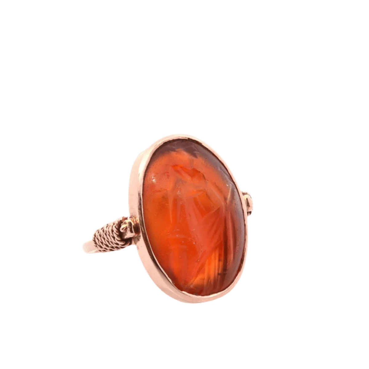 Ring Cocktail in yellow gold and carnelian - Image 4