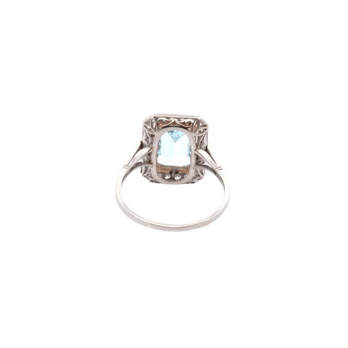 Ring Art deco in gold, paltinium, aquamarine and diamonds - Image 3