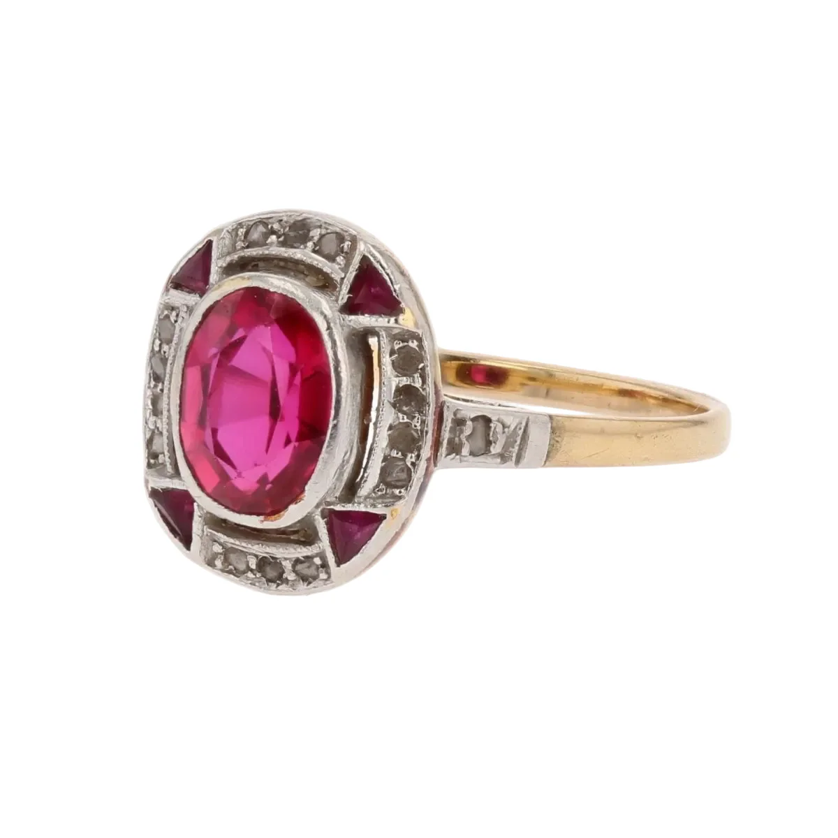 Entourage ring in yellow gold, rubies and diamonds - Image 3