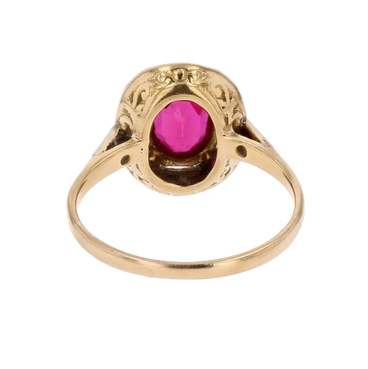 Entourage ring in yellow gold, rubies and diamonds - Image 4