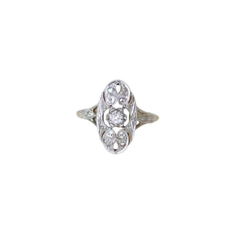 Ring in yellow gold, platinum, and diamonds - Image 6