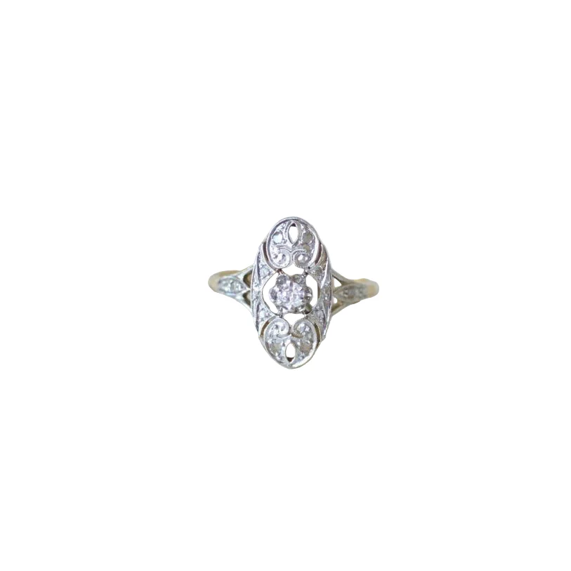 Ring in yellow gold, platinum, and diamonds - Image 7